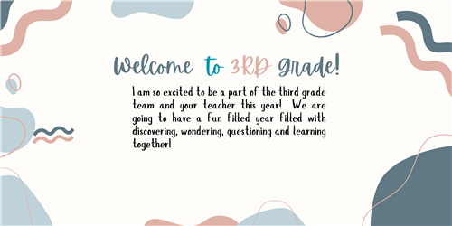 Welcome to 3rd grade. I am so excited to be a part of the third grade team and your teacher this year! We are going to have a